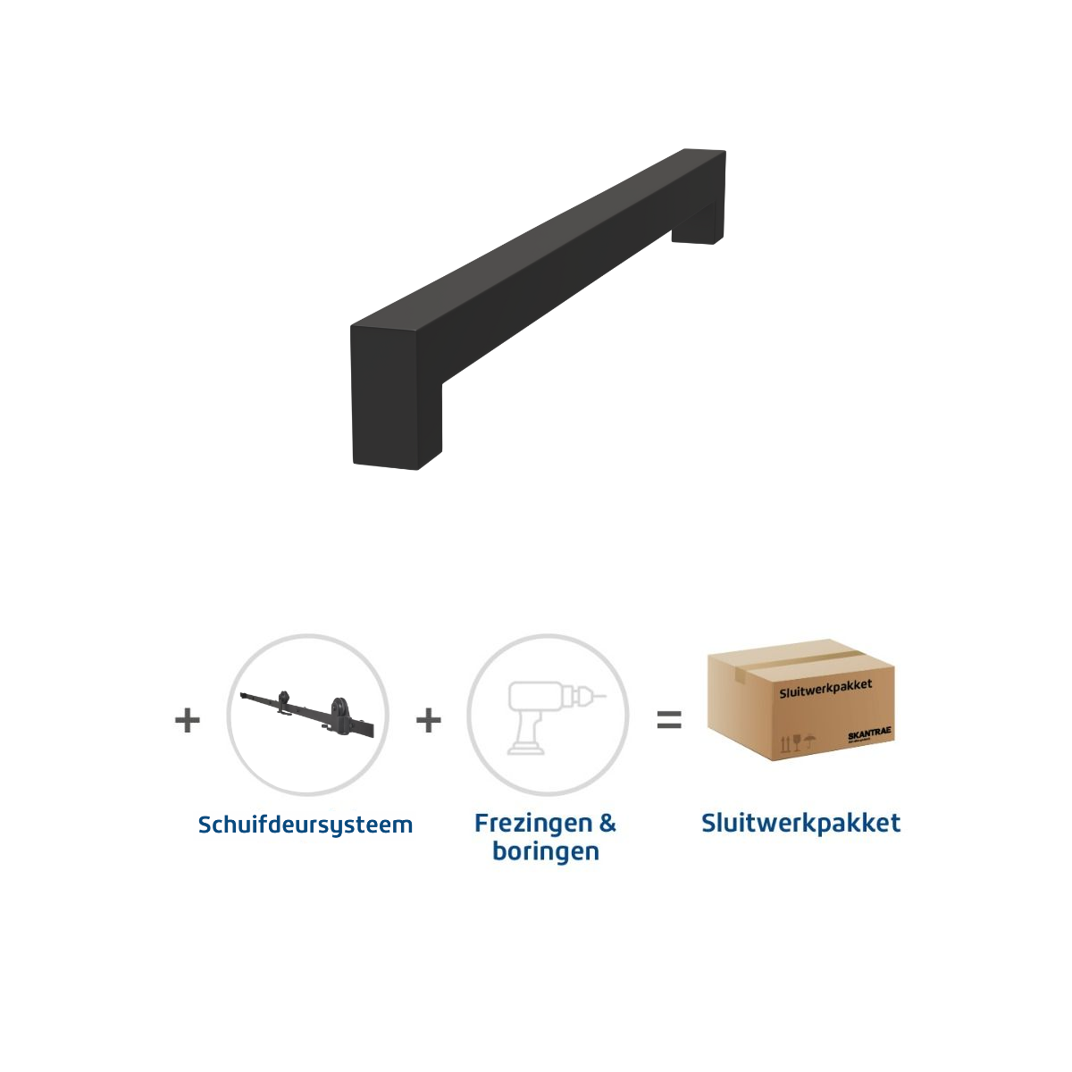 Sluitwerkpakketten met Deurgreep 16x300 Squared Zwart